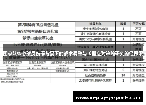 国家队核心球员伤停背景下的战术调整与长期应对策略研究路径探索 国家队核心球员伤停背景下的战术调整与长期应对策略研究路径探索