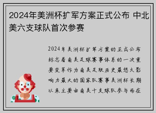 2024年美洲杯扩军方案正式公布 中北美六支球队首次参赛